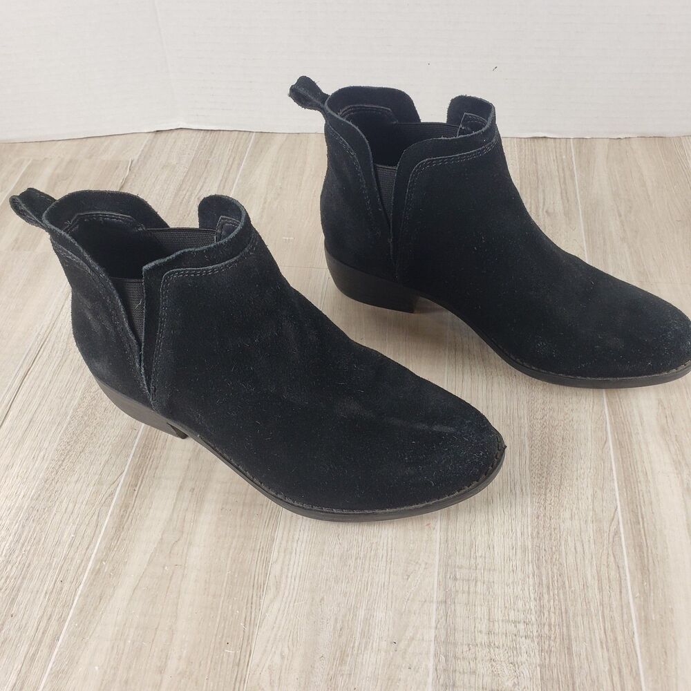 Skechers Womens 6.5 Black Suede Ankle Booties Memory Foam Txas Rodeo Night Boots